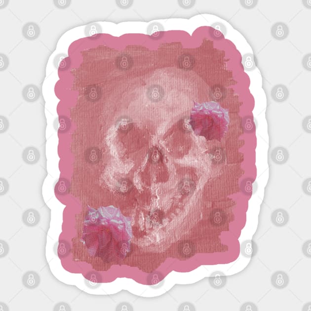 Dusty Rose Skull Sticker by HutzcraftDesigns